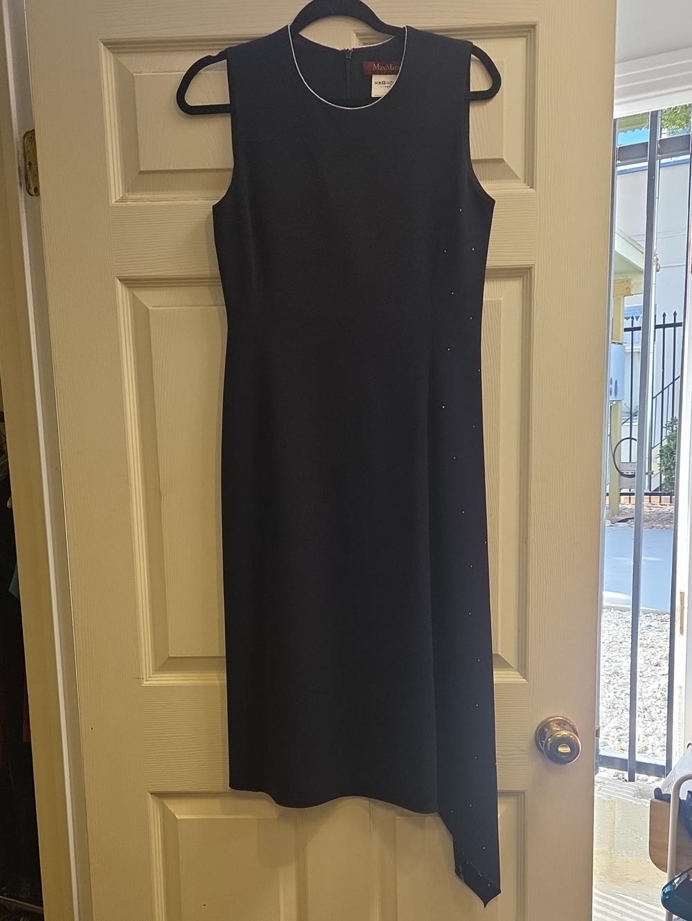 MaxMara Black Sleeveless Dress with Asymmetric Hem